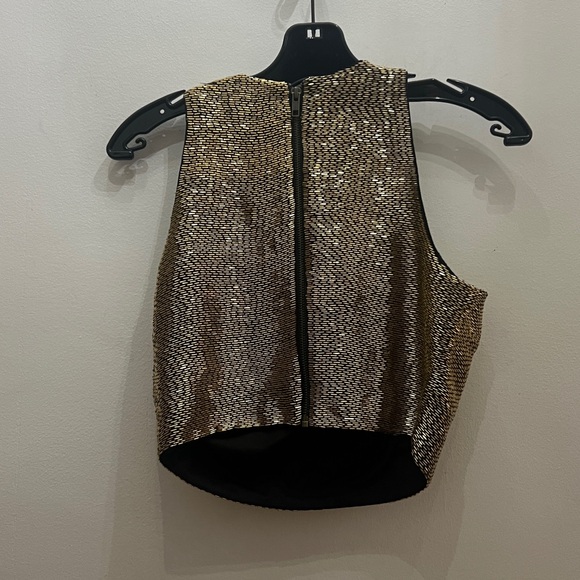 Gold Crop Halter Top & Black Wide-Leg Pants Set - Picture 6 of 13